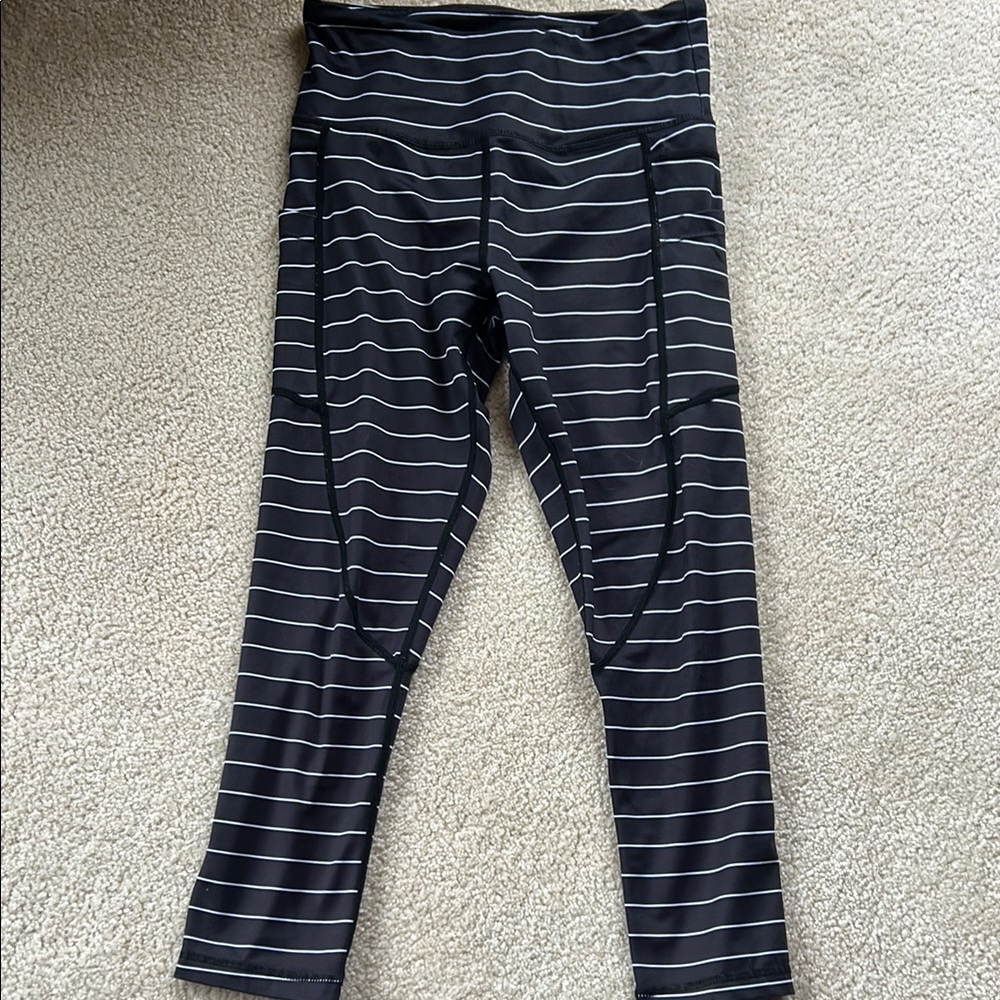 Black and White Striped Kids Leggings